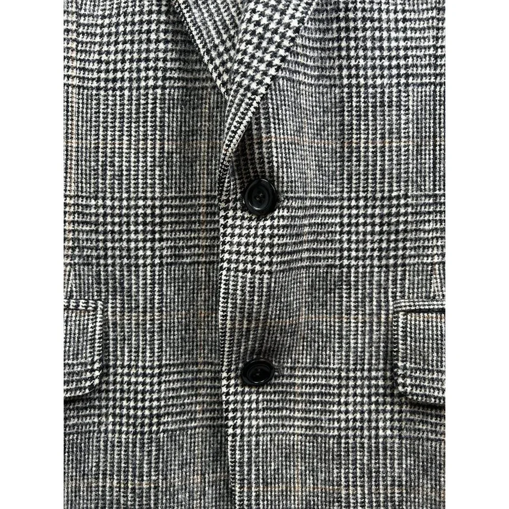 Lord & Taylor Fifth Avenue Collection Mens Blazer 44R Gray Glen Plaid Camel Hair